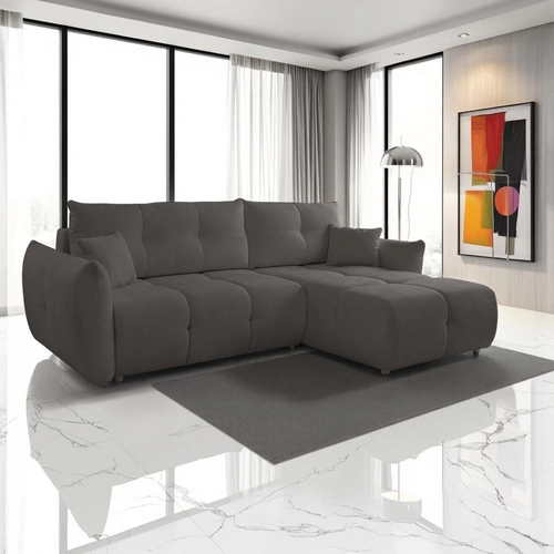 Rohová sedací souprava s rozkladem Bode pravá moderní antracitová do obýváku s úložným prostorem