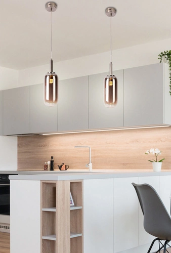 Závěsné svítidlo Fiuggi skleněné LED moderní do obýváku a jídelny stříbrné Ledea