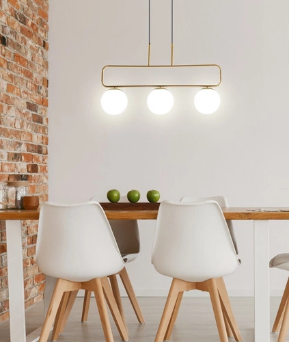Mosazná závěsná lampa Jove 3x20W G9 s bílým difuzorem