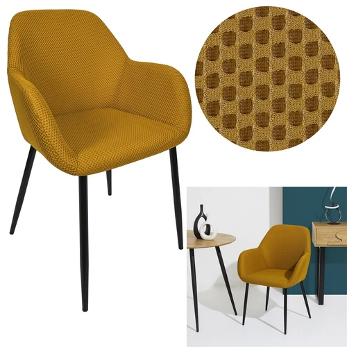 Čalouněná žlutá jídelní židle s područkami Lavia Intesi moderní do jídelny a obýváku