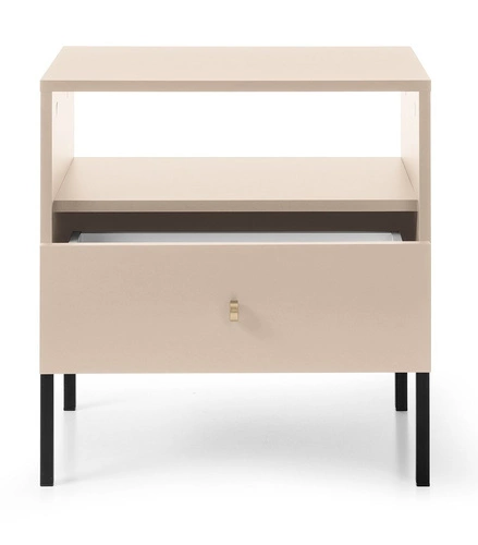 Noční stolek béžový 54 cm se zásuvkou na vysokých nohách Evora Intesi moderní styl