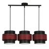 Závěsné svítidlo Toscana černé s bordovým stínidlem 3bodové do obýváku nebo nad jídelní stůl