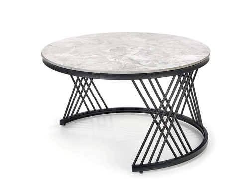 Sada 2 kulatých konferenčních stolků Intela šedý mramor moderní do obýváku Intesi