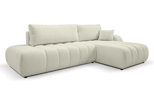 Rohová sedací souprava s rozkladem Hobro bílá moderní do obýváku pravá s úložným prostorem