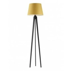 Stojací lampa do obýváku Curacao moderní dřevěná s hořčicovým stínidlem Lysne 158 cm