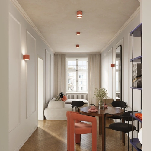 Stropní svítidlo AURA 2 růžové kulaté moderní do obýváku a kuchyně hliník GX53