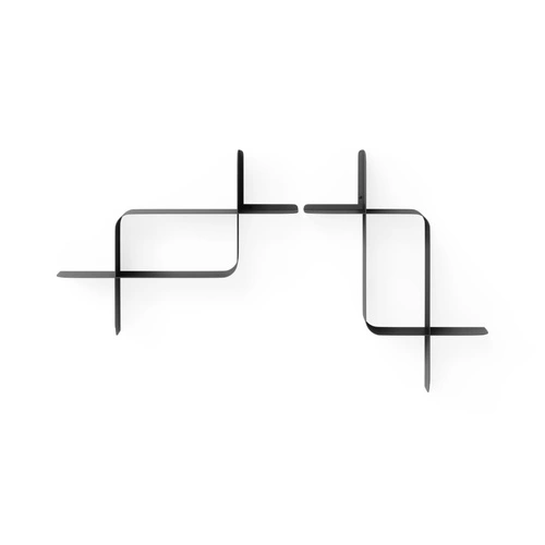 Sada 2 moderních černých nástěnných polic Montage Umbra na knihy a dekorace