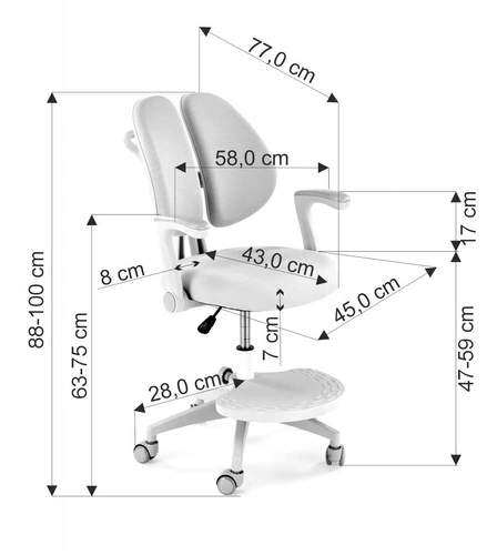 Ergonomická kancelářská židle Menara růžová otočná s opěrkami a podnožkou na studium