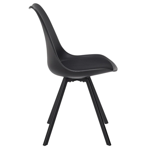 Čalouněná jídelní židle Atom černá moderní na kovových nohách Intesi