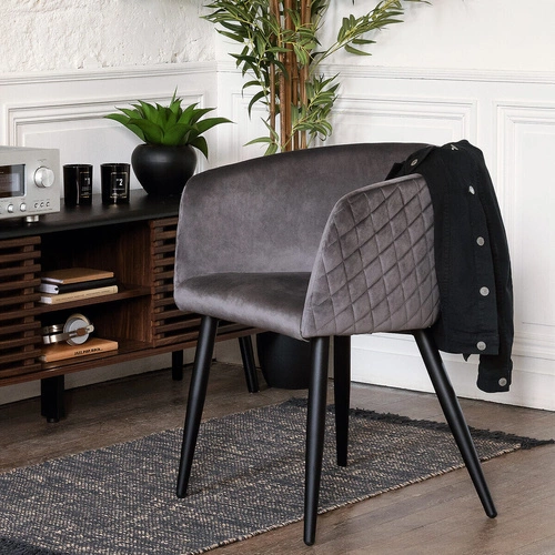 Jídelní židle Marlo čalouněná sametem šedá s područkami moderní Atmosphera