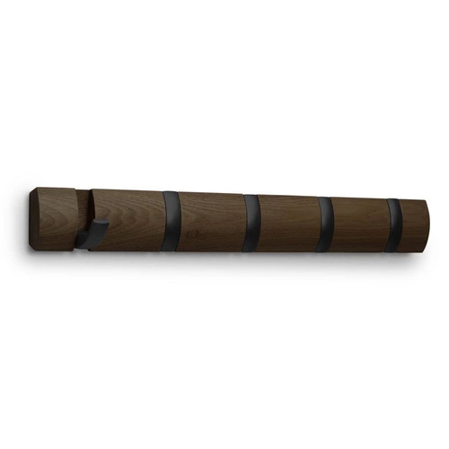 Nástěnný věšák do předsíně Umbra Flip Hook hnědý moderní s 5 háčky 51 cm