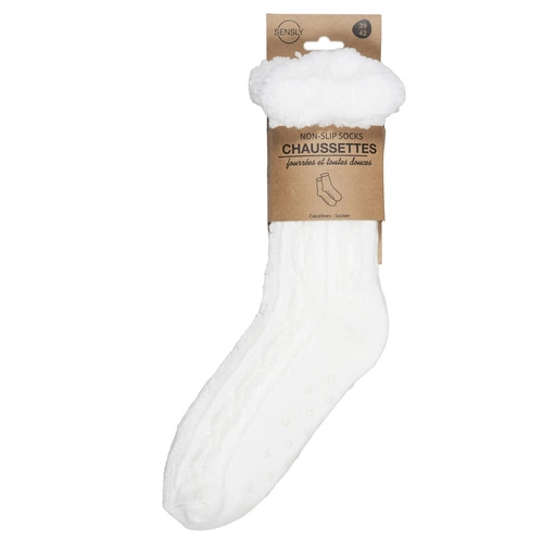 Protiskluzové ponožky Sherpa Intesi béžové s reliéfním vzorem na doma 39-42