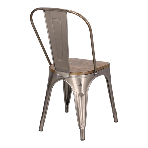 Jídelní kovová židle Paris Wood D2.DESIGN s dřevěným sedákem v industriálním stylu