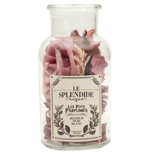 Skleněná nádoba 12 cm s pot pourri růžová