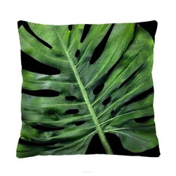 Dekorační sametový polštář Black Monstera 40x40 cm antialergenní do obýváku Intesi