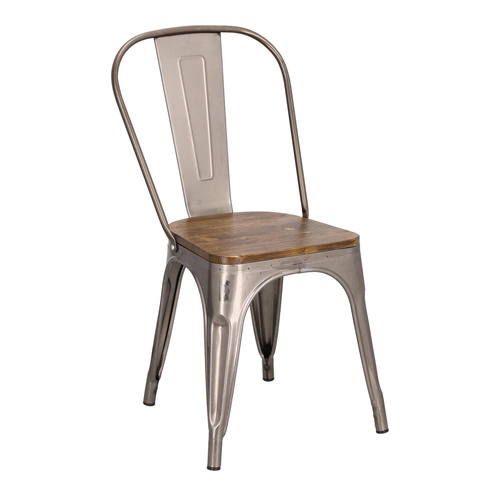 Jídelní kovová židle Paris Wood D2.DESIGN s dřevěným sedákem v industriálním stylu