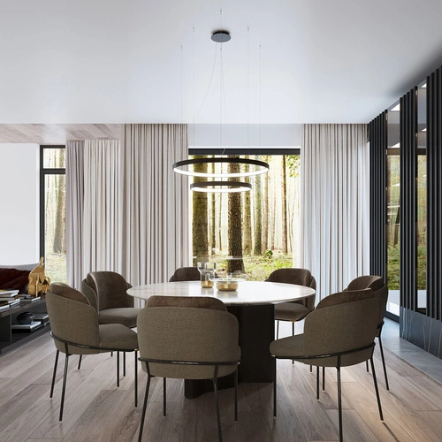 Moderní LED lustr RIO 2 55/78 černý do obýváku a jídelny s rozptýleným světlem