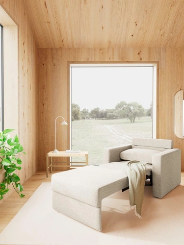 Rozkládací křeslo na spaní Fleury béžový samet do obývacího pokoje