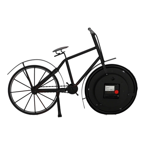 Stojací retro hodiny ve tvaru kola Dimitri černé tichý mechanismus do obýváku nebo ložnice Atmosphera