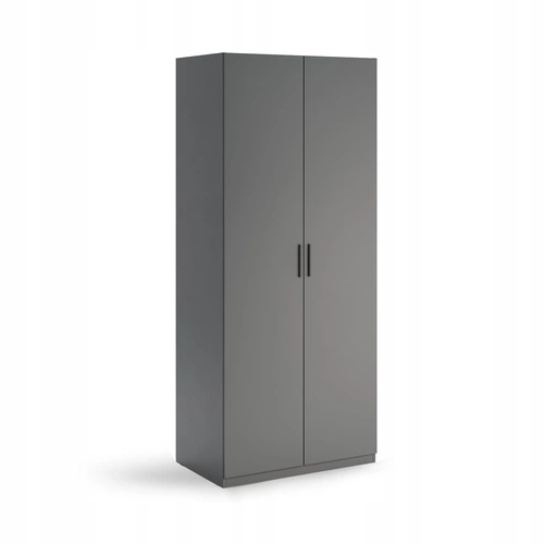 Šatní skříň Della šedá moderní dvoudveřová s policemi a tyčí do ložnice 90x55