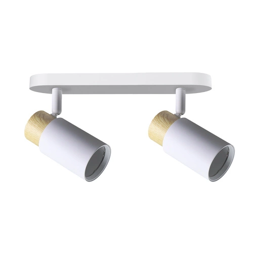 Stropní svítidlo Claro bílé s dřevem, nastavitelná do obýváku a kuchyně, moderní dvoubodová