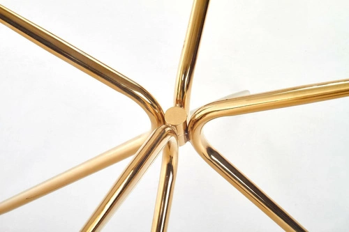 Jídelní kulatý stůl glamour Dore Intesi skleněný průhledný zlatý 110 cm