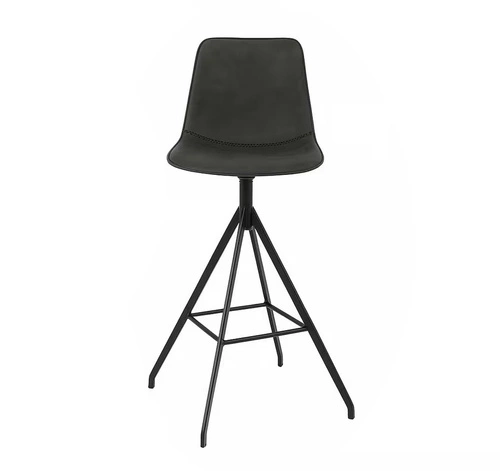 Šedá otočná barová židle s opěrkou Monaco loftová do kuchyně a k ostrůvku 65 cm Intesi