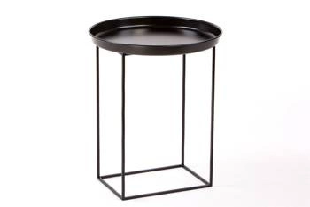 Kulatý černý kovový konferenční stolek Ramme moderní do obýváku NORDIFRA 43 cm