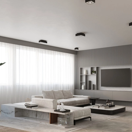 Stropní čtvercové černé svítidlo MONO 3 Sollux moderní do obýváku a kuchyně