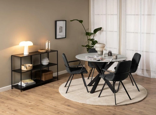 Jídelní stůl Heaven 120 cm šedá keramická deska černé nohy moderní Actona