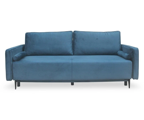 Rozkládací pohovka Arosa tmavě modrý samet s úložným prostorem a funkcí spaní do obýváku Intesi