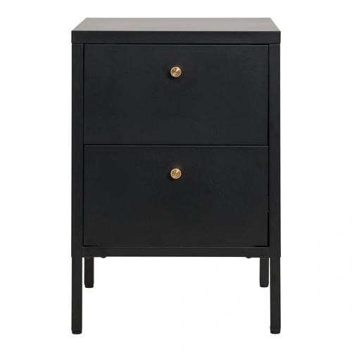 Noční stolek Dalby černý kovový loftový se 2 zásuvkami