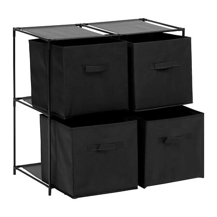 Kovový regál na hračky a knihy se 4 boxy Mix n'Modul černý 5five