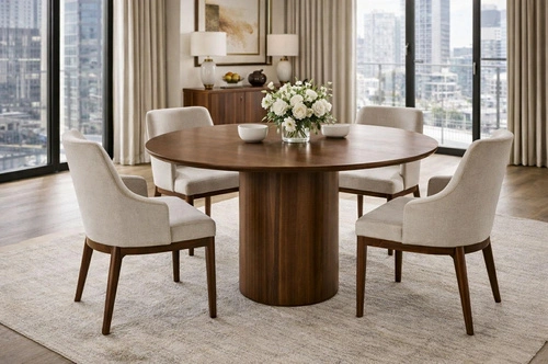 Jídelní kulatý stůl Lyndon 120 cm ořech do jídelny a obýváku, moderní