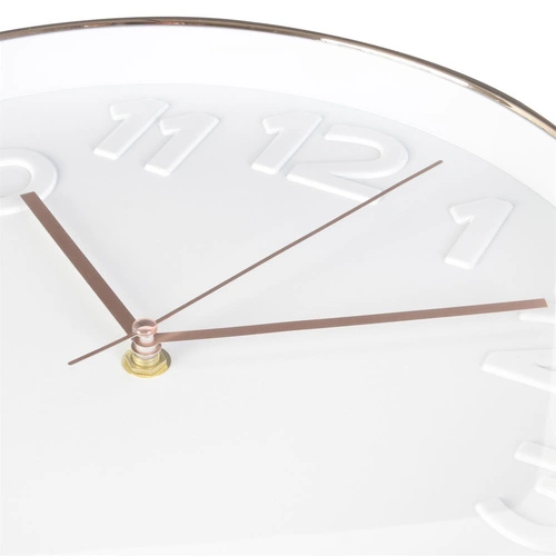 Nástěnné hodiny Rotin Intesi bílá a zlatá moderní do obýváku kovové Ø 31 cm