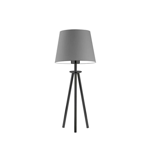 Noční lampička do ložnice BERGEN moderní šedá s látkovým stínidlem na černé kovové konstrukci