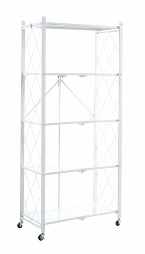 Kovový regál na kolečkách Kingsley bílý loftový do šatny, ložnice a předsíně 158 cm