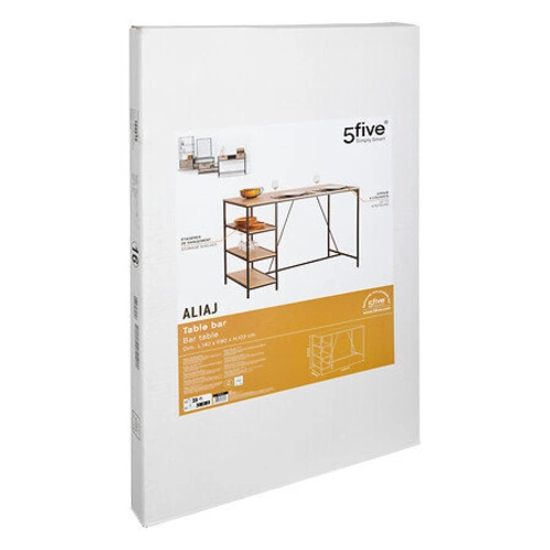 Barový stůl Aliaj se 3 policemi s dřevěným efektem