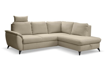 Rohová rozkládací sedačka Nevada béžová pravá do obýváku moderní s úložným prostorem