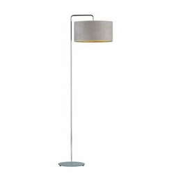 Stojací lampa do obýváku BOLIVIA GOLD šedá moderní s velurovým stínidlem glamour Lysne