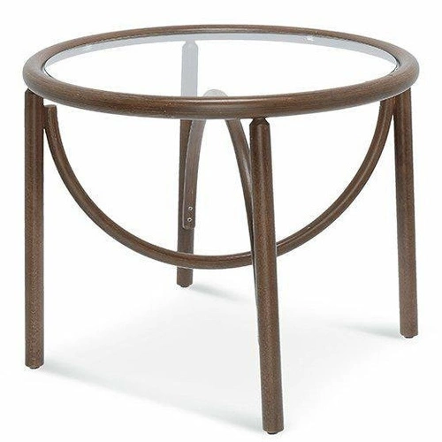 Kulatý konferenční stolek Wilma se skleněnou deskou a bukovými nohami moderní do obývacího pokoje FAMEG