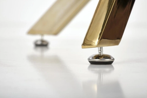 Kulatý skleněný stůl 100 cm Amber bílý mramor zlatý moderní glamour do jídelny Intesi