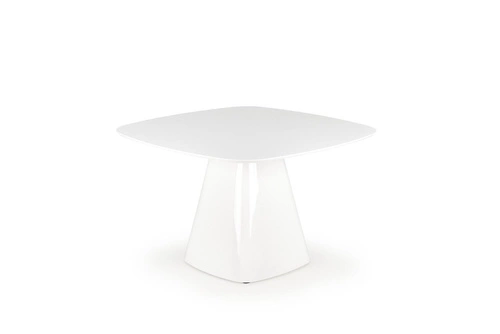 Bílý čtvercový jídelní stůl Tasmani Intesi moderní na jedné noze MDF lesk