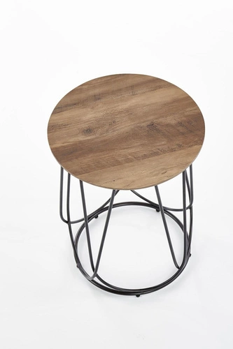 Kulatý konferenční stolek Jenna S ořechově černý moderní kovový do obýváku Intesi