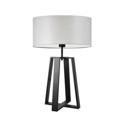 Noční lampička Thor moderní s textilním stínidlem světle šedá na černé konstrukci LYSNE