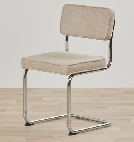 Čalouněná jídelní židle Tepper béžová moderní na chromovaných lyžinách