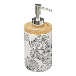 Dávkovač mýdla Blackflora 400 ml moderní bílo-černý do koupelny MDF