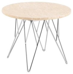 Konferenční stolek Prunus kulatý travertin 55 cm moderní chrom do obýváku Actona