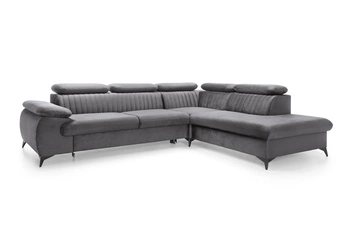 Rohová rozkládací sedačka Lund L pravá šedá moderní do obýváku s úložným prostorem