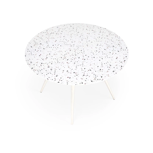 Kulatý jídelní stůl Reyna 120 cm bílý terrazzo moderní snadno čistitelný Intesi